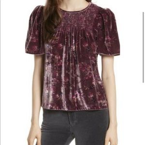 Rebecca Taylor Jewel Paisley Smocked Velvet Top 6